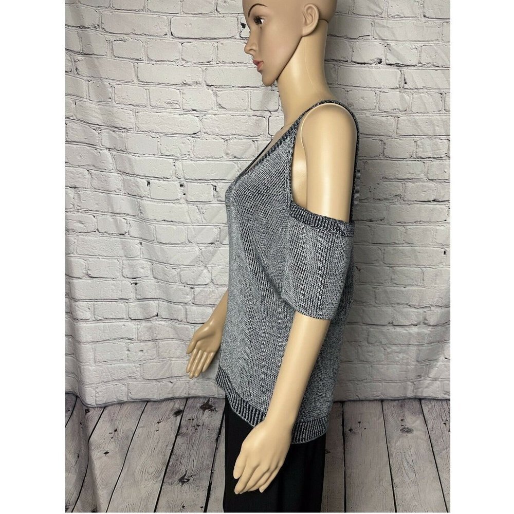 NWT New $175 Splendid Surrey Marl Cold Shoulder Pullover Size M Blue - Picture 6 of 12